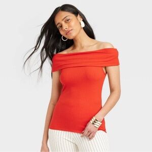 Target A New Day Women's Slim Fit Short Sleeve Off The Shoulder Top